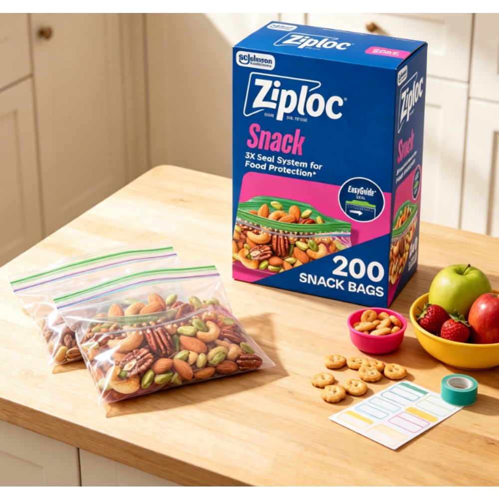 Food Storage Technology - Ziploc ® Marken-Snackbeutel mit EasyGuide ™