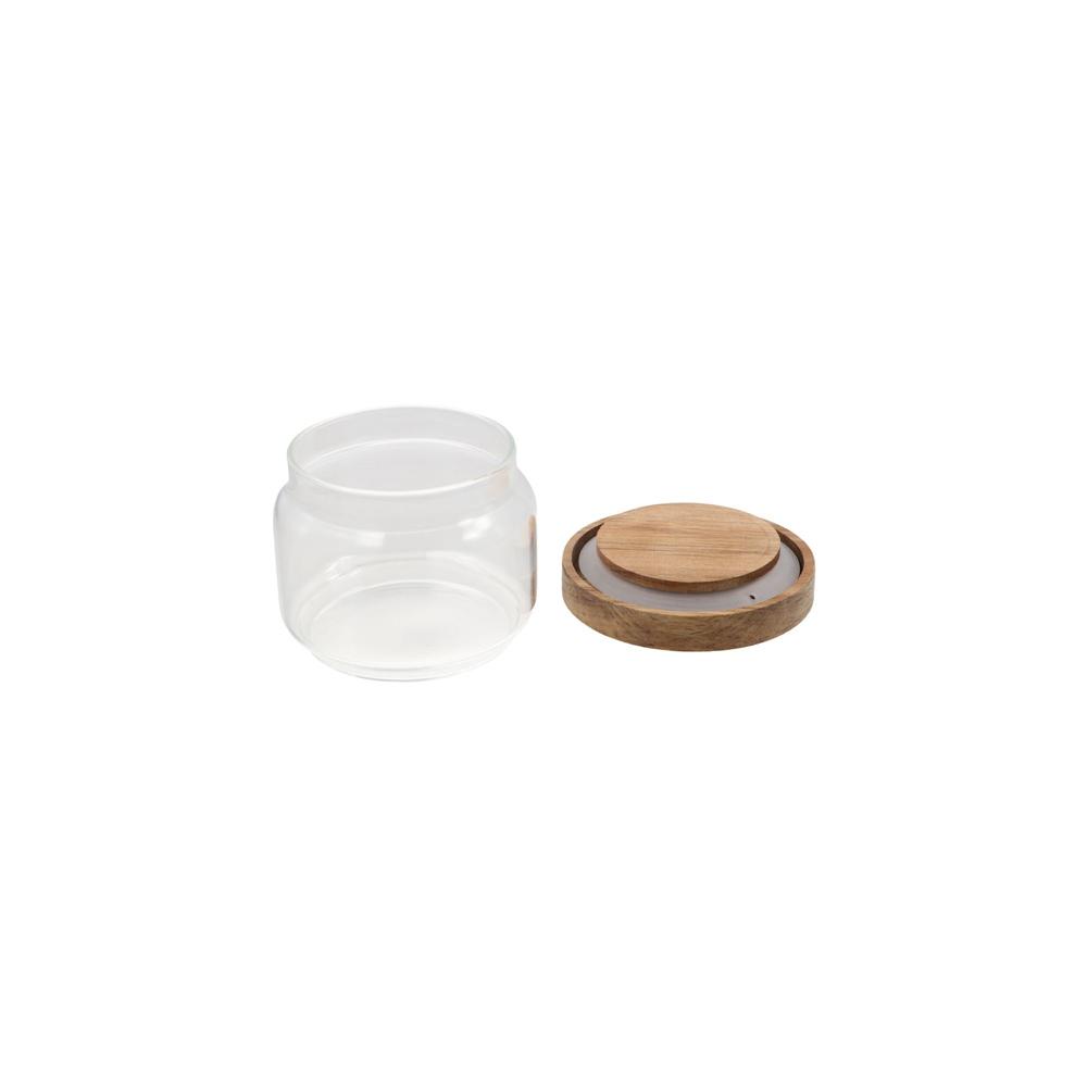 Food Storage Glass Round - Glas-Vorratsdose mit Holzdeckel Transparenter Kaffeebehälter für