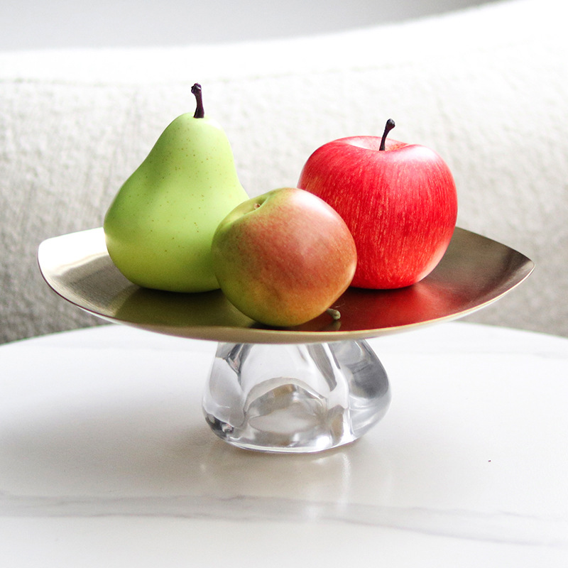Food Storage Glass Round - Quadratisches, unregelmäßiges Obsttablett aus Metall, Glassockel,