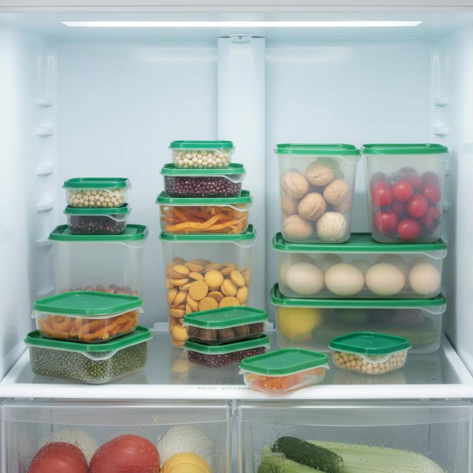 Food Storage For Refrigerator - 17-teiliges Kühlschrank-Aufbewahrungsbox-Set Auslaufsichere Plastik-Lebensmittelbehälter mit Deckel