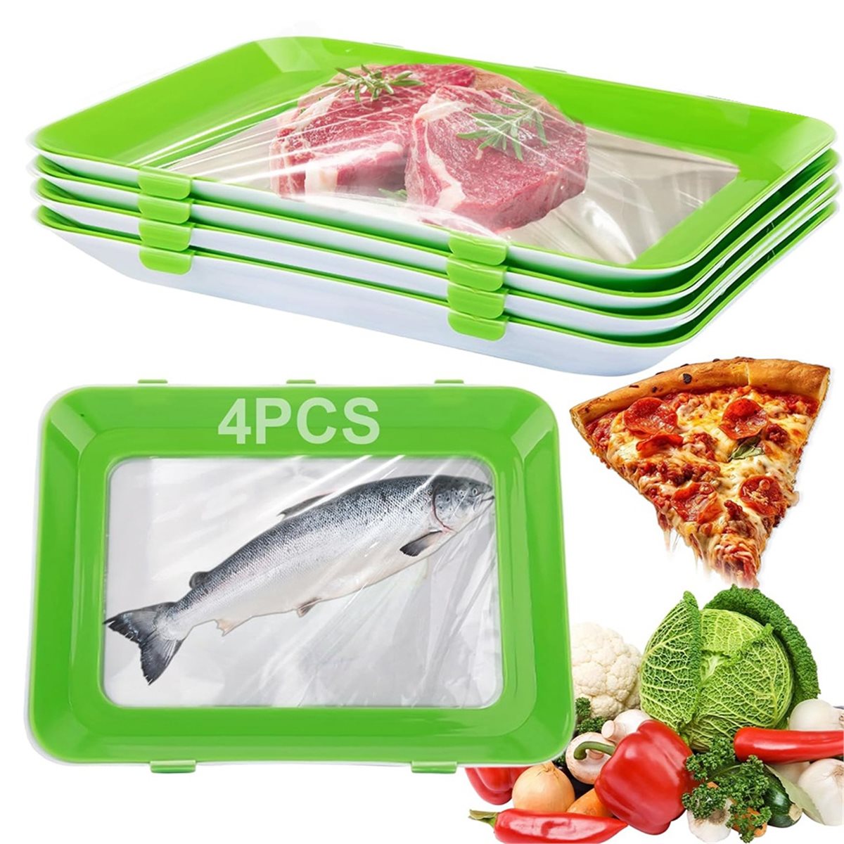 Food Storage Technology - 4-teiliges Stapelbares Lebensmittel-Aufbewahrungsset mit Vakuum-Konservierungstechnologie für
