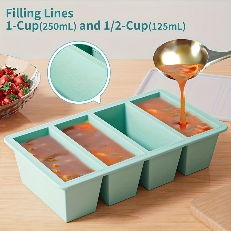Food Storage Prep Containers - 1 Stück Silikon-Gefrierschrank mit Deckel –