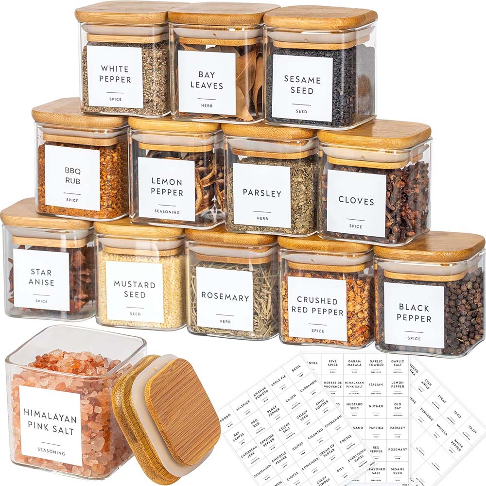 Food Storage Made Easy - 5 Unzen Gläser mit Gewürz etiketten,
