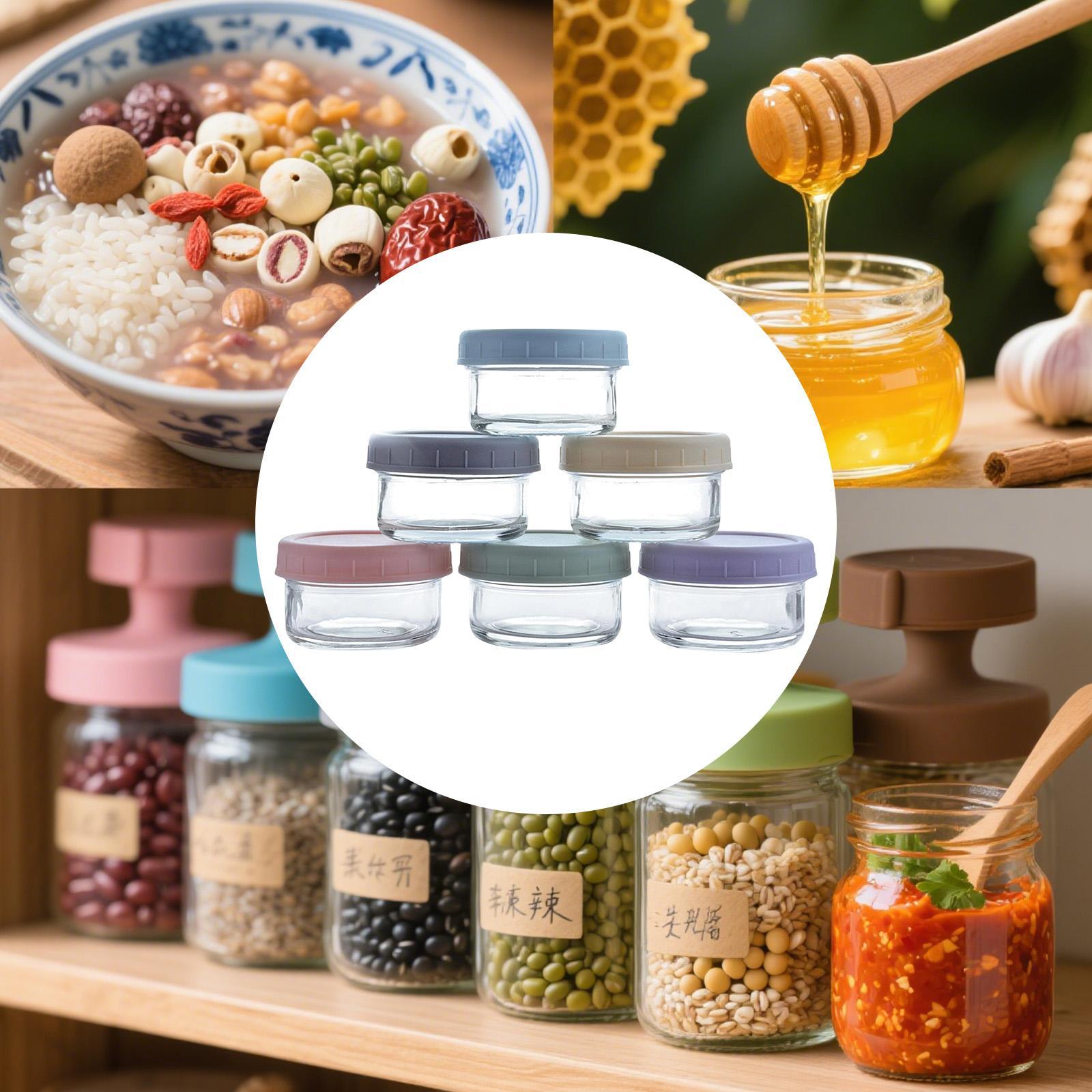 Food Storage Glass Round - Mini-Glasbehälter mit Auslaufsicheren Deckeln Nachfüllbare Runde