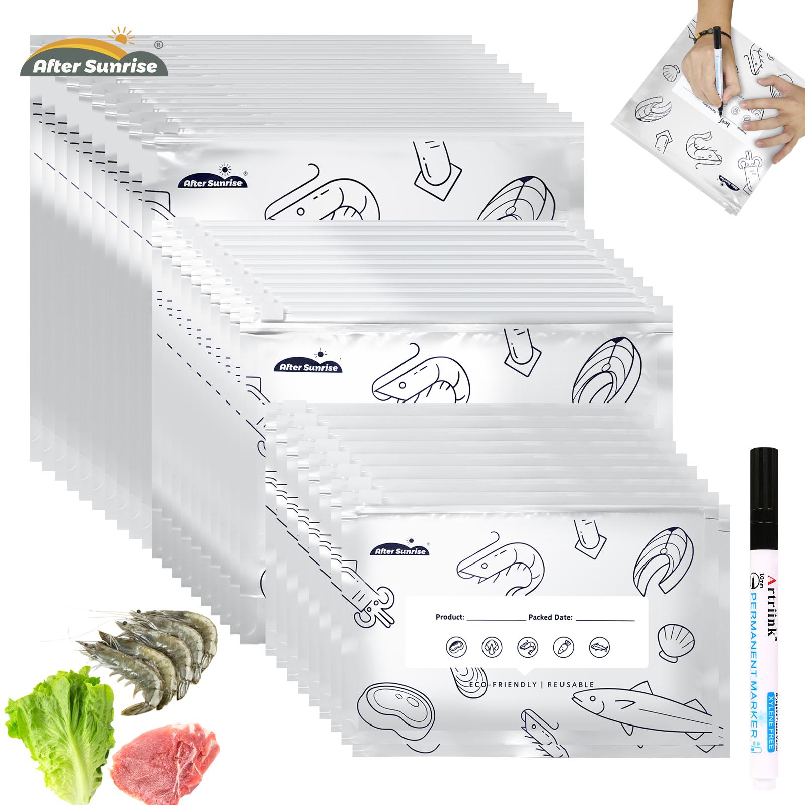 Food Storage Bags Reusable - 【Gekühlte Lebensmittel】Wiederverwendbare, verschließbare Aufbewahrungsbeutel aus Aluminiumfolie,