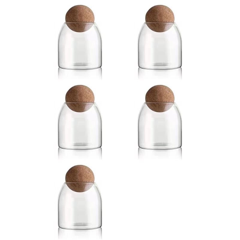 Food Storage Glass Round - ABGR-5X Klarglasflaschen, Glasbehälter zur Lebensmittelaufbewahrung mit