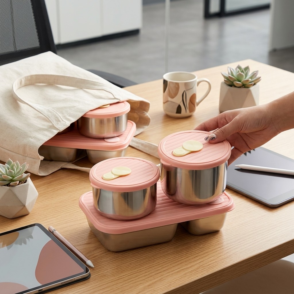 Food Storage Prep Containers - Mikrowellengeeignetes 304 Edelstahl Lunchbox-Set Bento-Box Mahlzeiten-Vorbereitungs-Lebensmittelbehälter
