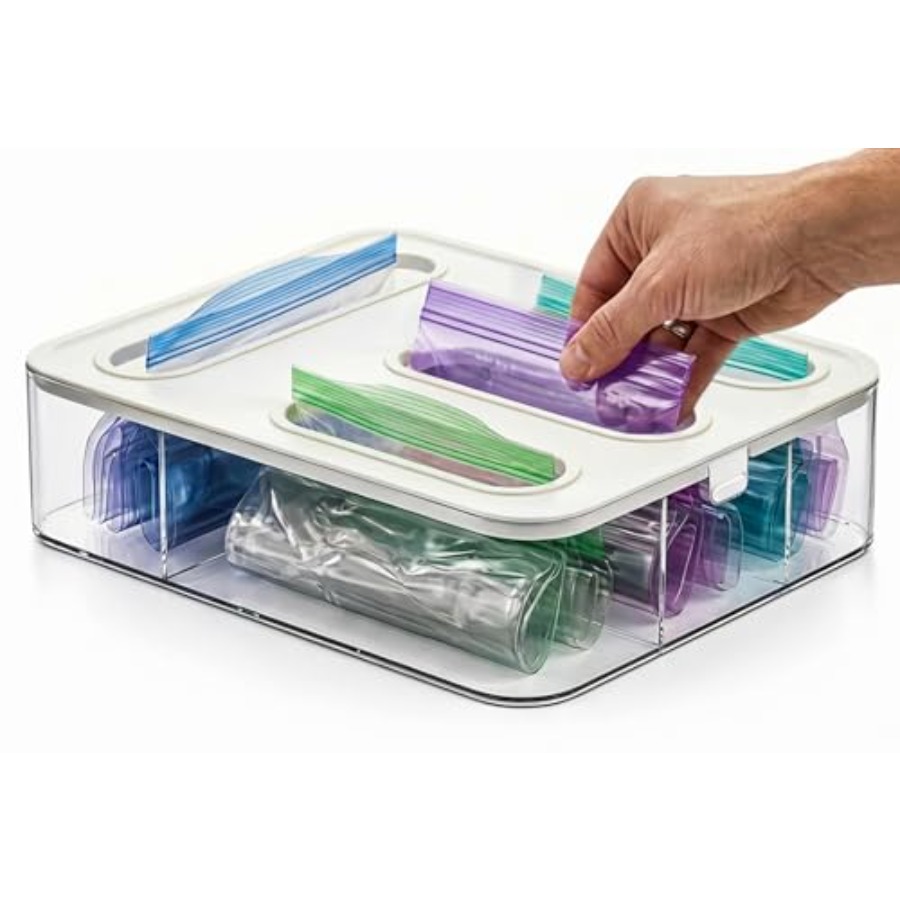 Food Storage 4 Quart - Lebensmittel-Aufbewahrungsbeutel-Organizer - 4-in-1 Plastikbeutel-Organizer für Schubladen,