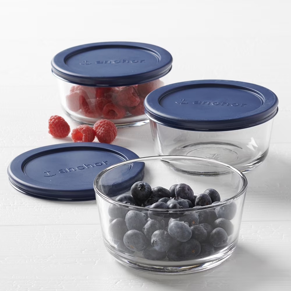 Food Storage Glass Round - Anchor Hocking Glas-Lebensmittelbehälter mit Deckeln, 2