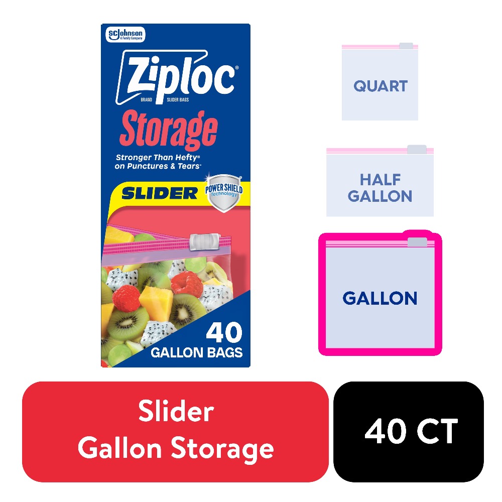 Food Storage Technology - Gallon Slider Lebensmittel-Aufbewahrungsbeutel, Schulbedarf, mit Power