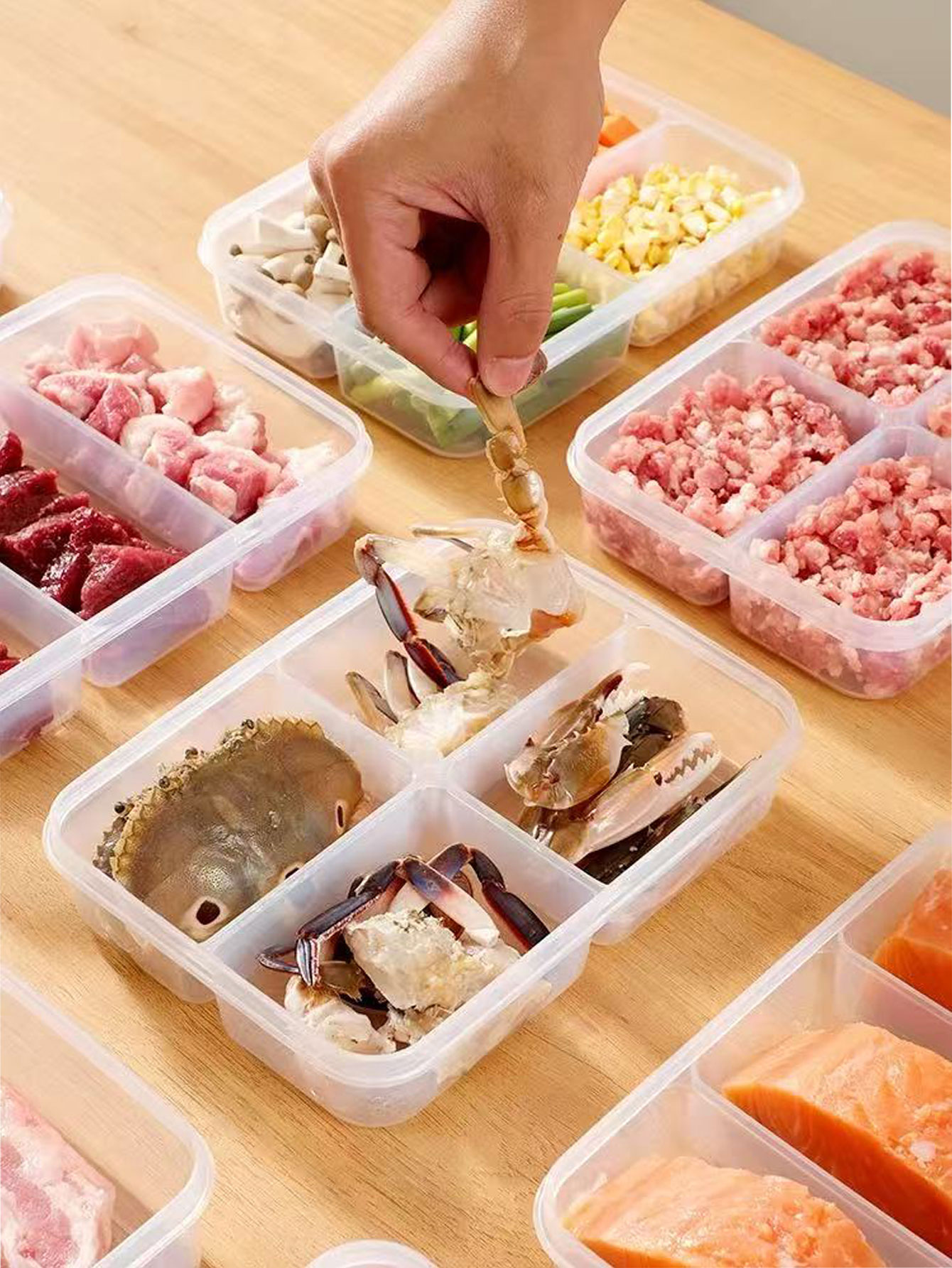 Food Storage Frozen - Kühlschrank-Spezifische Gefrierfach-Aufbewahrungsbox für Gefrierfleisch, Lebensmittelechte Unterteilte