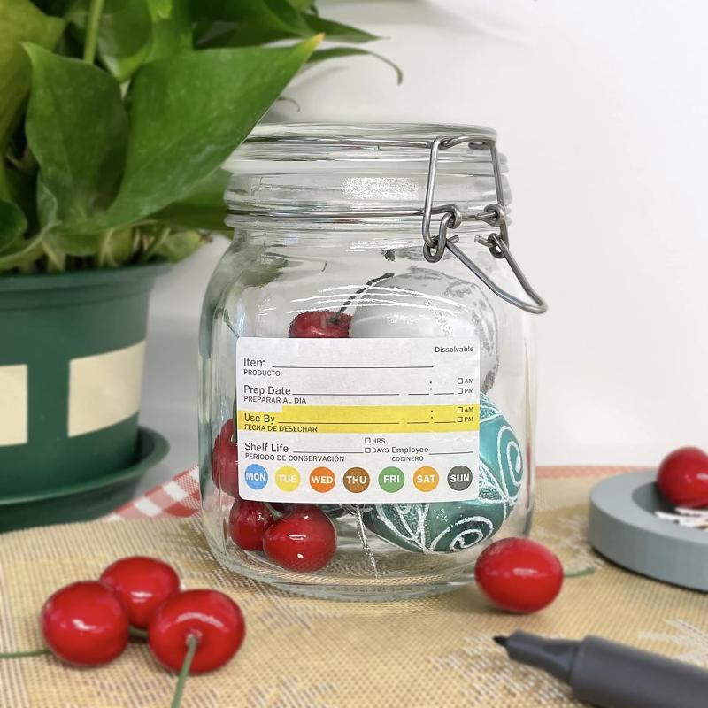 Food Storage Prep Containers - Lebensmittel-Datumsaufkleber 250 Stück pro Rolle Wasserfeste,