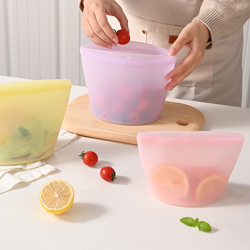 Food Storage Bags Reusable - Selbstversiegelnder Silikon-Aufbewahrungsbeutel Lebensmittel-Aufbewahrungsbeutel Tragbares Frischhalteset Wiederverwendbar