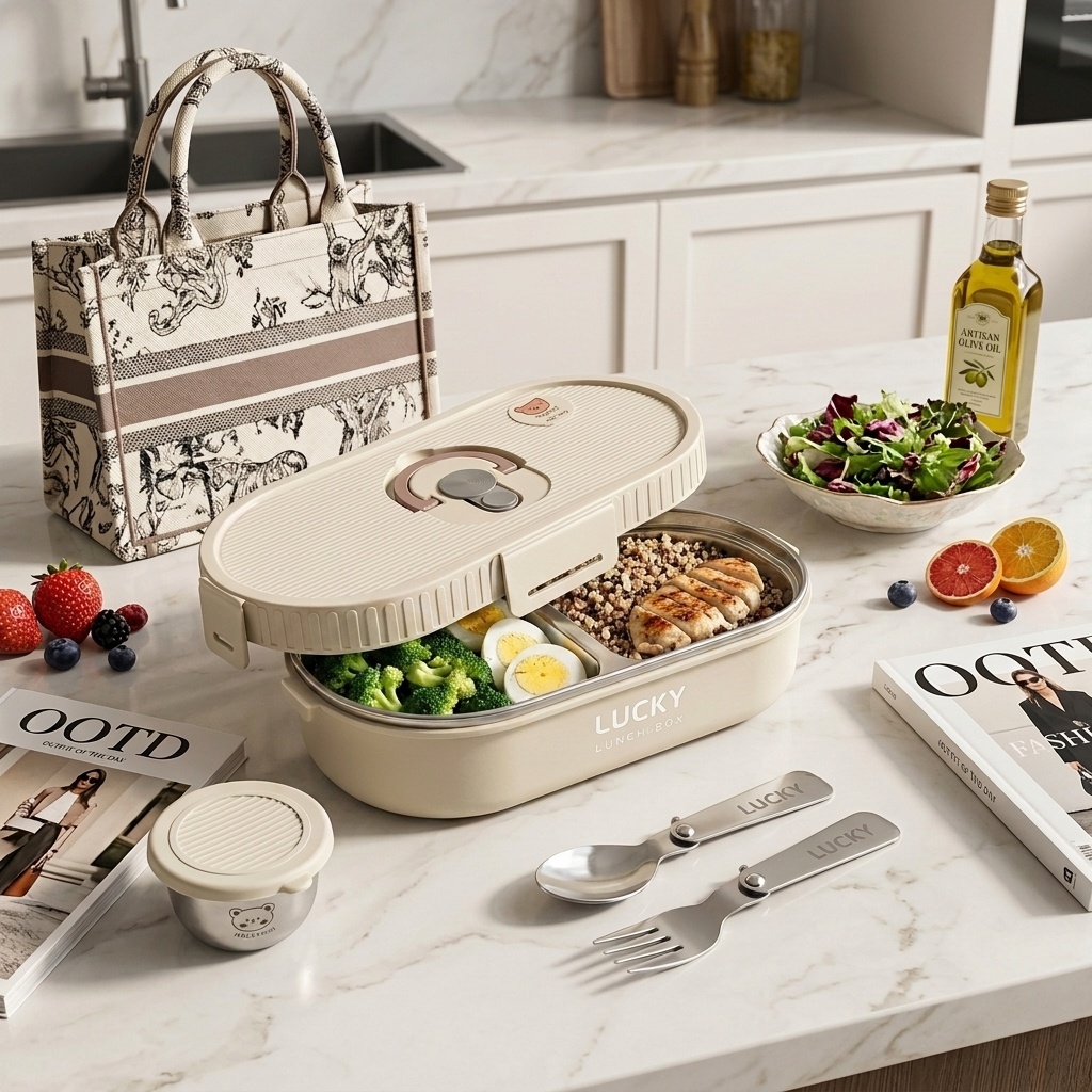 Food Storage Made Easy - Mikrowellengeeignete 304 Edelstahl Bento Lunchbox Set