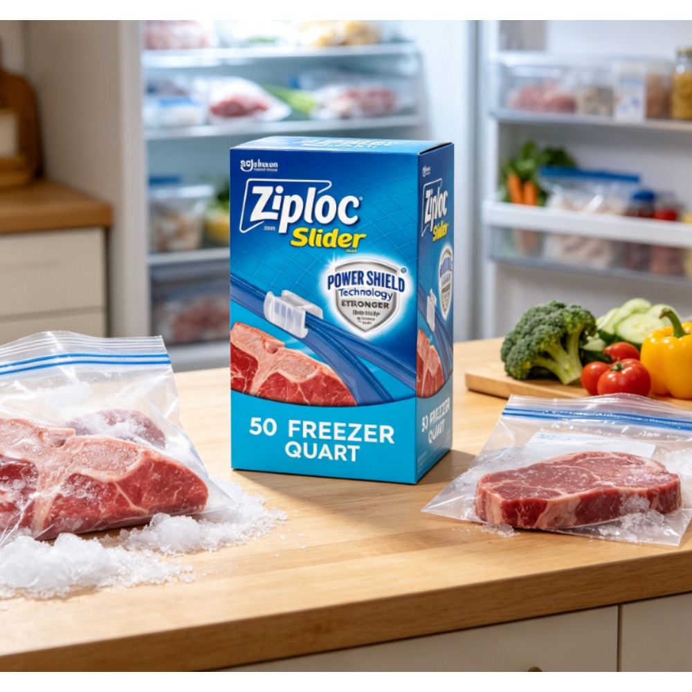 Food Storage Technology - Ziploc Marken-Gefrierbeutel mit Schiebeverschluss, Schulbedarf, Quart-Lebensmittelaufbewahrungsbeutel