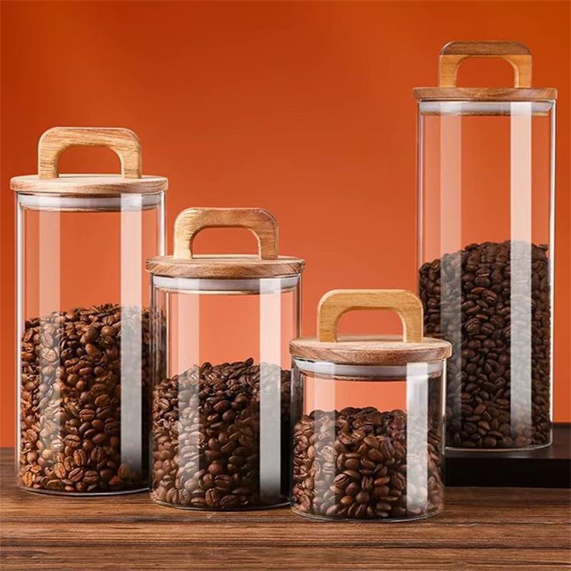 Food Storage Glass Box - Klarglasbehälter mit Bambusdeckel, versiegelter Kanister, Lebensmittelaufbewahrungsbehälter