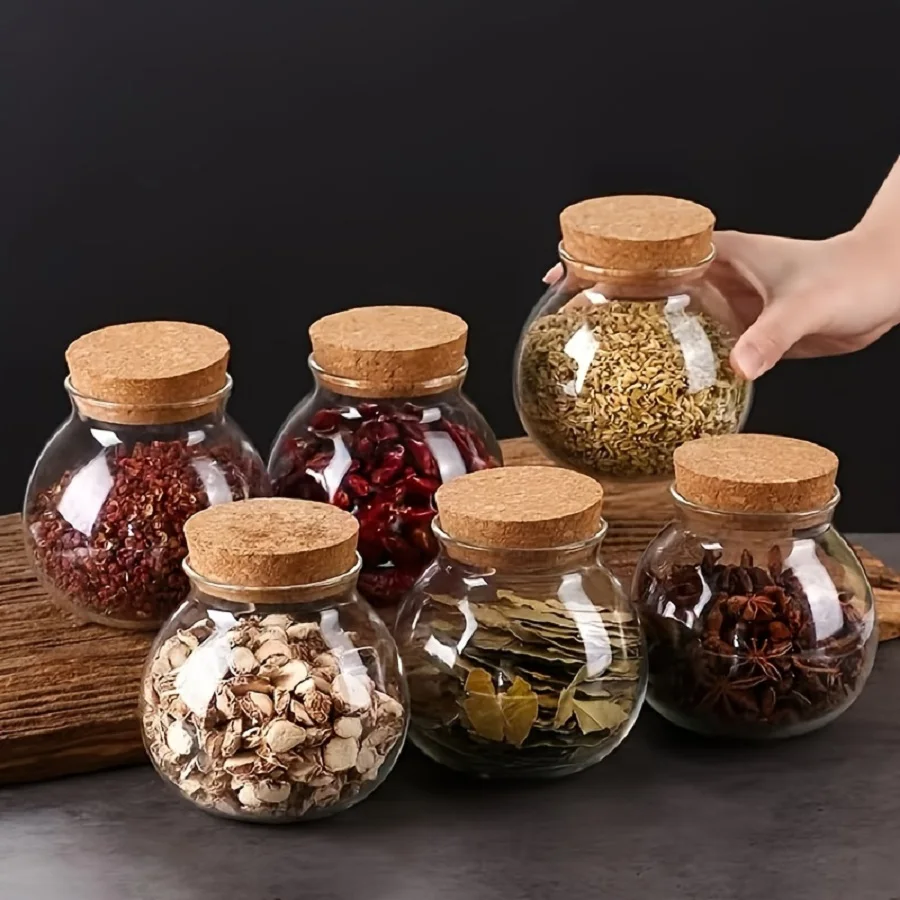 Food Storage Glass Round - 1/3pc Vorrats behälter 500ml Korkglas Teeglas