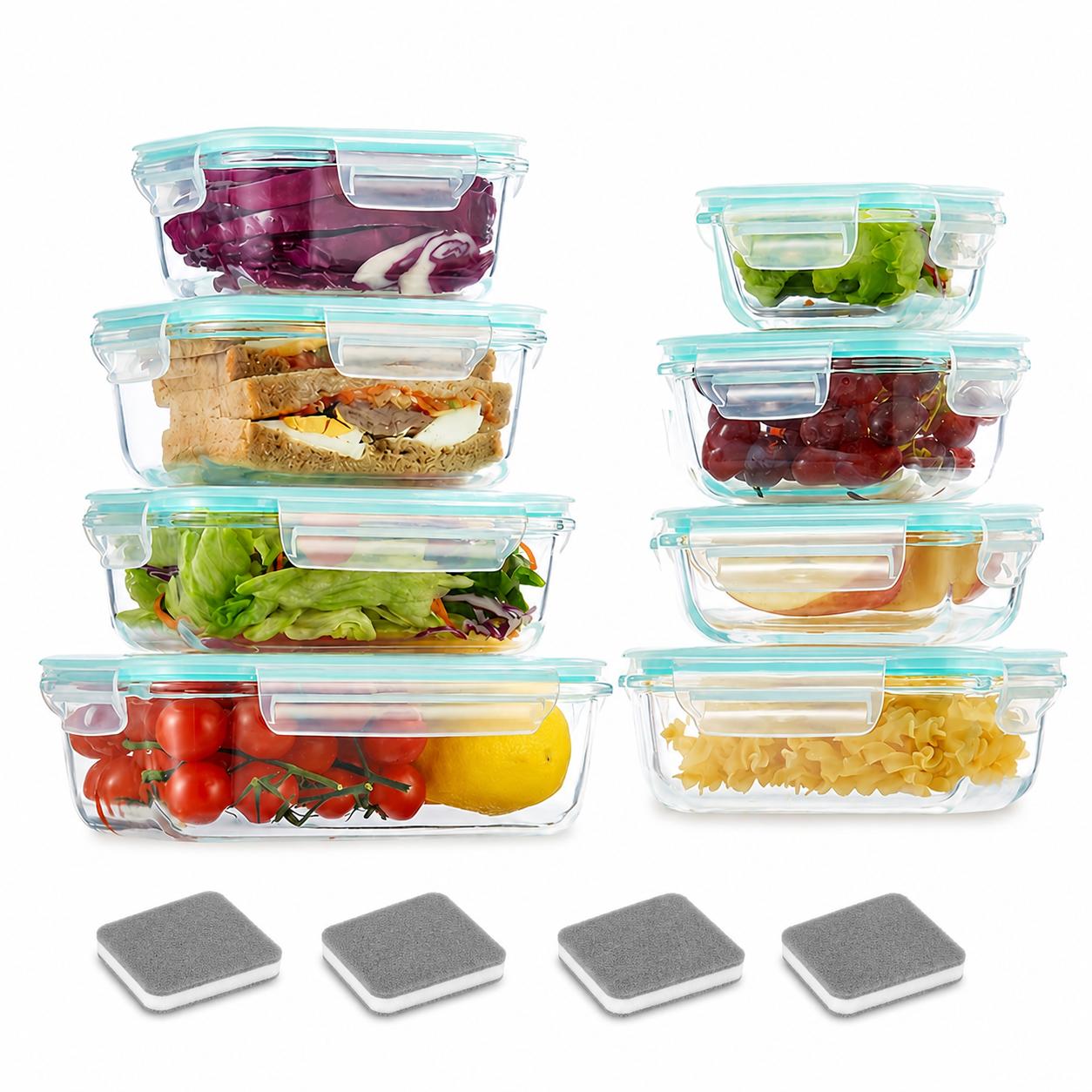 Food Storage Prep Containers - 16 Stück Versiegelte Glas-Lebensmittelaufbewahrungsbehälter, Lunchboxen, für