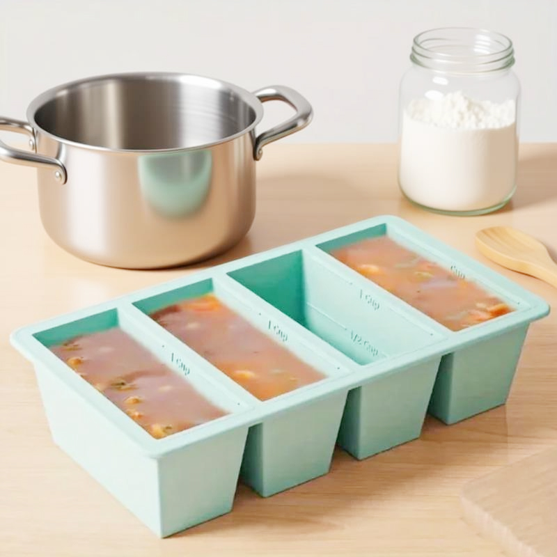 Food Storage Frozen - 1 Stück Silikon-Gefrierbehälter mit Deckel, 4