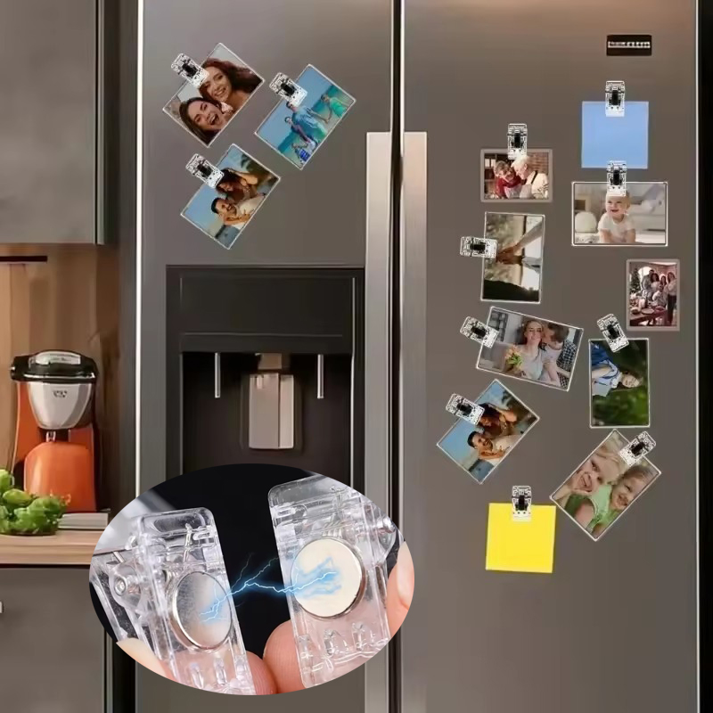 Food Storage Notes - 10/20 Stück Mini-Magnetklammern aus Kunststoff, transparent,