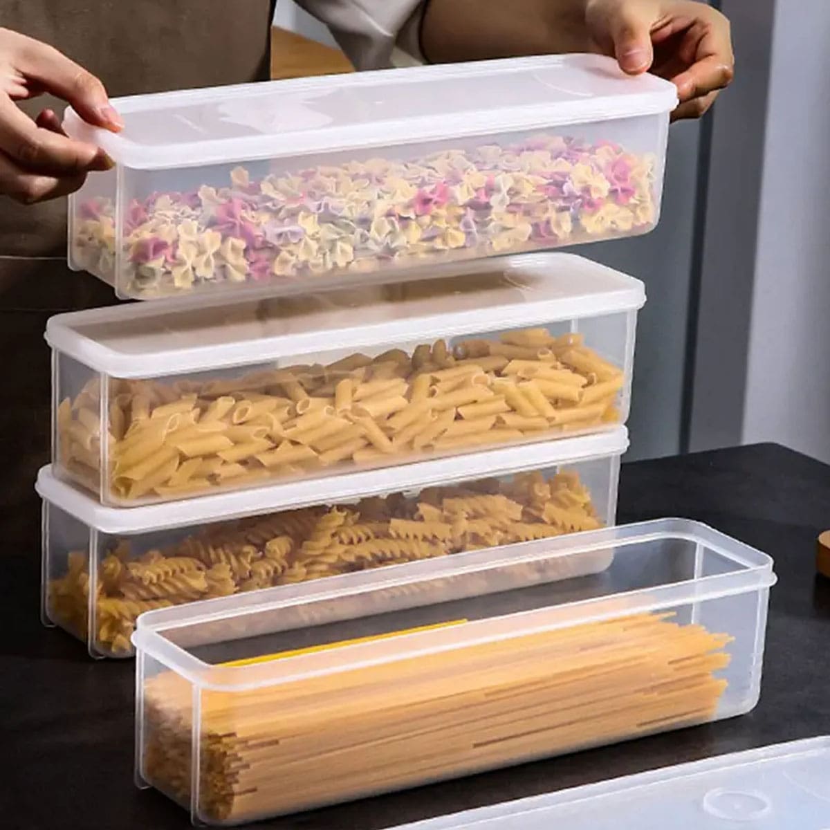 Food Storage For Refrigerator - 1 transparente Kunststoff-Aufbewahrungsbox, Kühlschrank-Frischhaltebox mit Deckel,